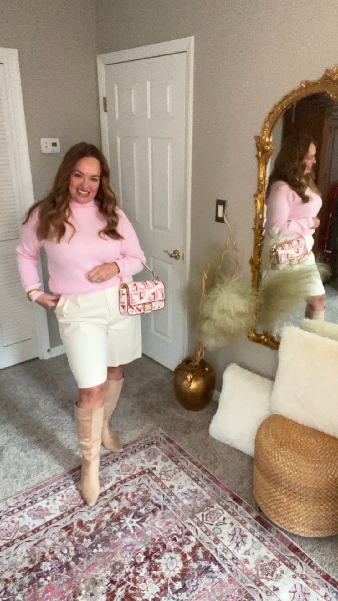 Pink high neck sweater with heart elbow patches! Perfect for a Valentine gift to your friends and to wear in February. 

#LTKValentine #LTKootd #LTKgrwm