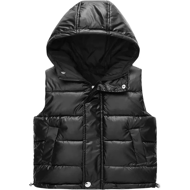 YOUI-GIFTS Kids Boys Girls Winter Vest Puffer Down Windproof Vest Hooded Padded Jacket | Walmart (US)