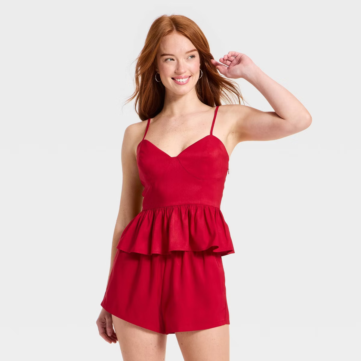 Women's Corset Peplum Top - A New Day™ Red | Target