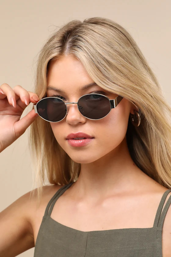 Trendsetting Take Silver and Black Oval Sunglasses | Lulus