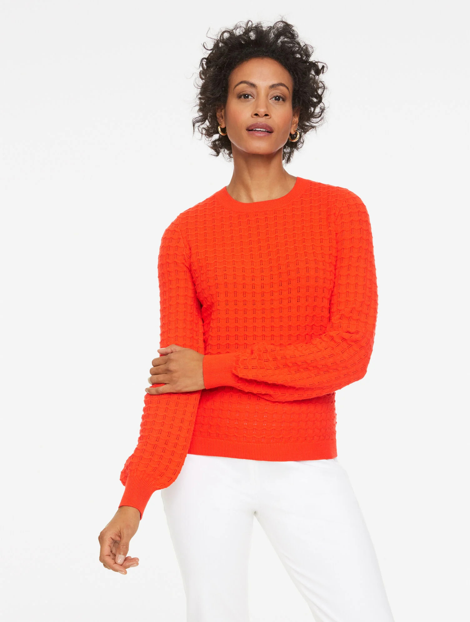 Pointelle Crewneck Pullover | Talbots