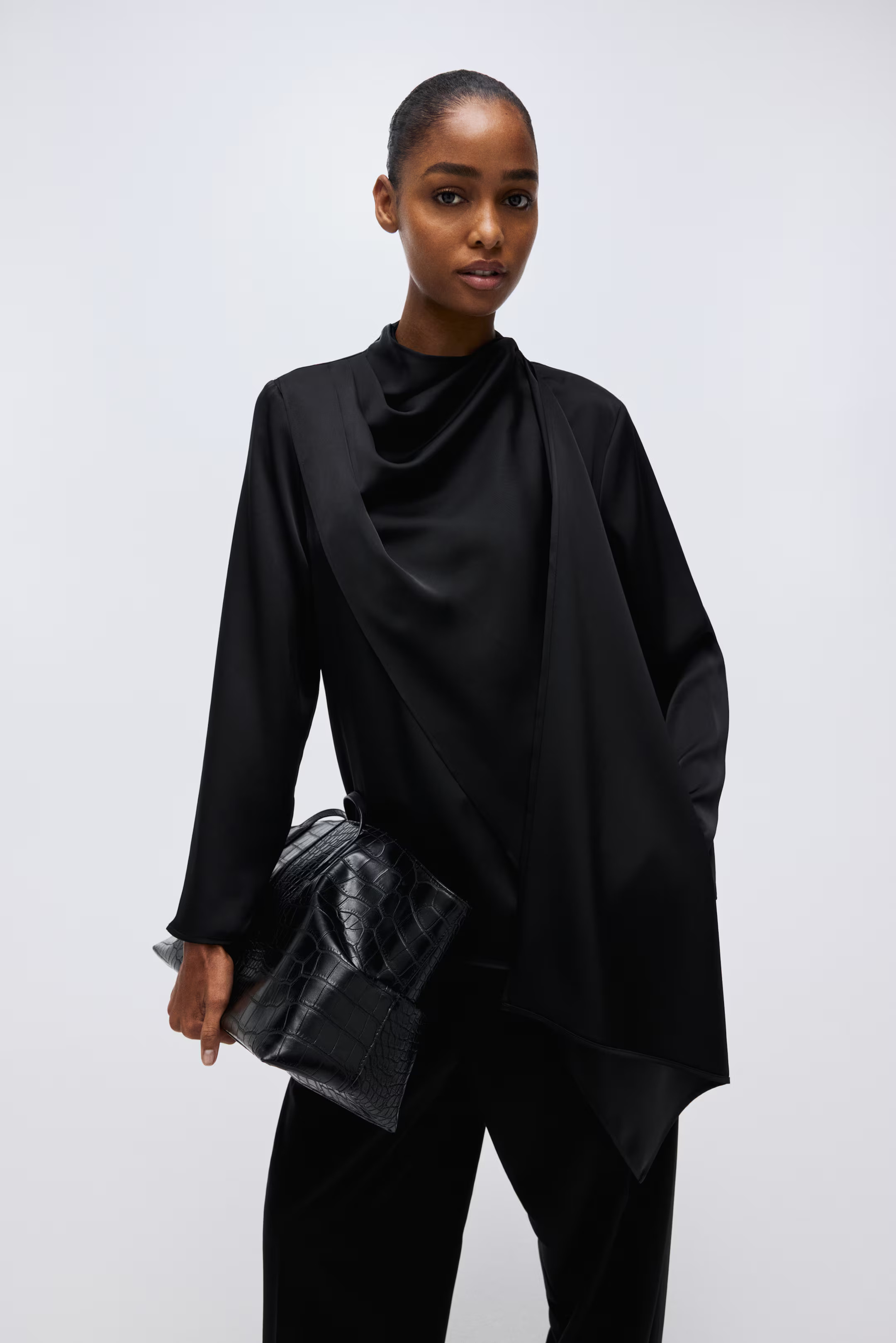 Shawl-detail satin blouse | H&M (UK, MY, IN, SG, PH, TW, HK)