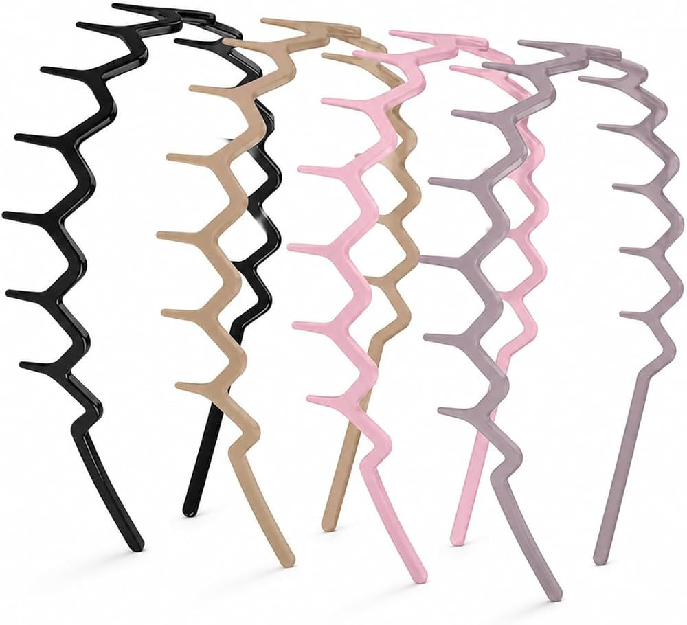 Zig Zag Headbands with Teeth for Women and Men, 4 Pcs | Amazon (US)
