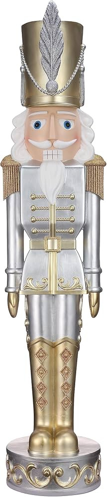 Haute Decor 48-INCH Tall Gold and Silver Christmas Nutcracker - Seasonal Holiday Soldier Statue f... | Amazon (US)