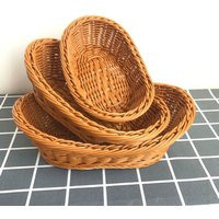 Oval Curved Rattan Wicker Woven Serving Baskets for Bread Fruit Vegetables Restaurant Serving Tabletop Display Rattan Basket | AliExpress (US)