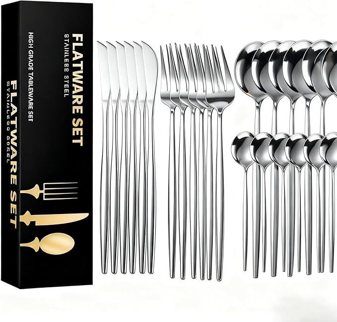 Faqueiro 24 Peças em Aço Inox 416 - Jogo de Talheres Premium com Caixa Litografada, Polido e Es... | Amazon (BR)