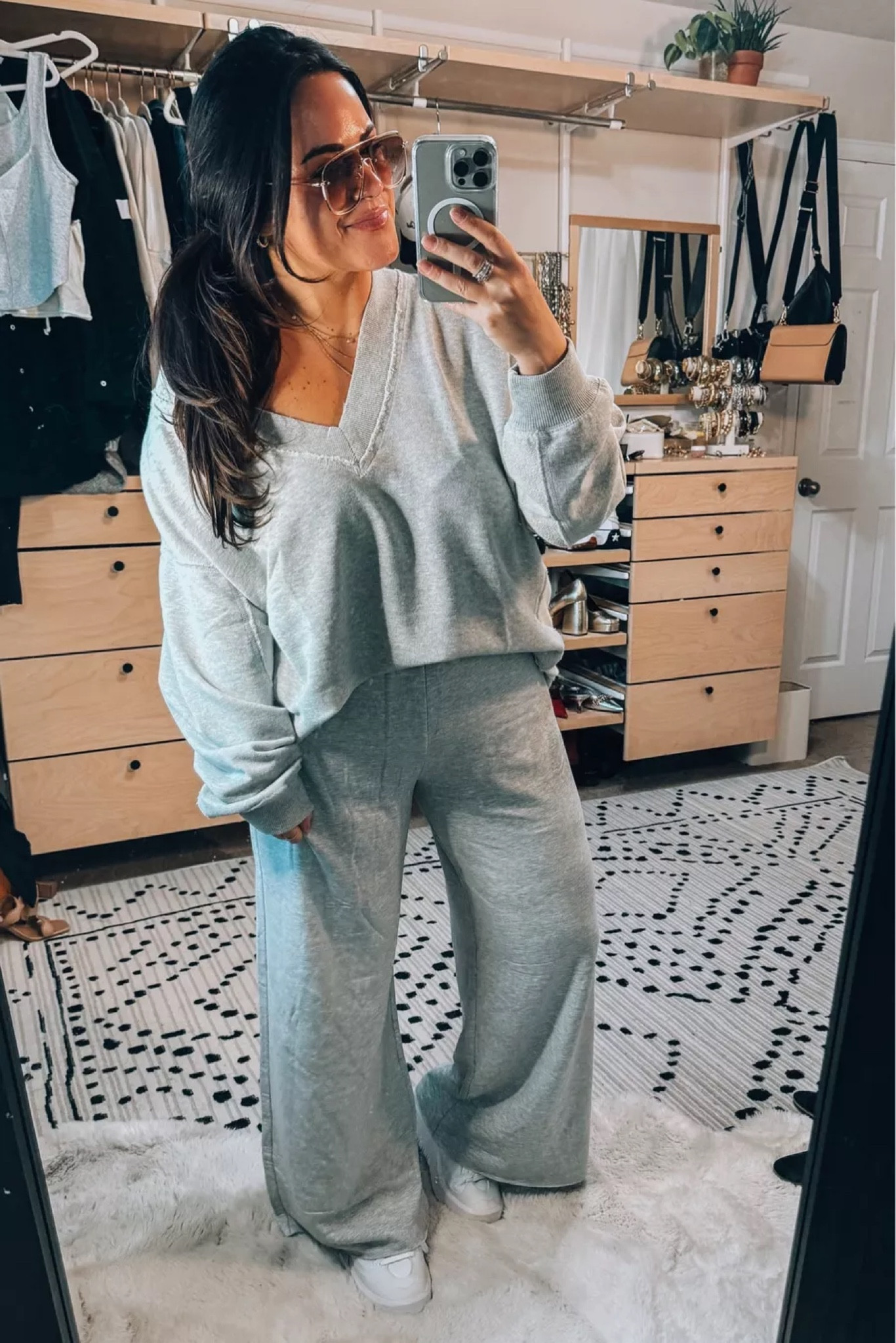 Midsize comfy matching set Wearing a large in the oversized sweatshirt (sized down and it’s still very oversized Wide leg sweatpants xl#LTKSpringSale 

#LTKSeasonal #LTKmidsize