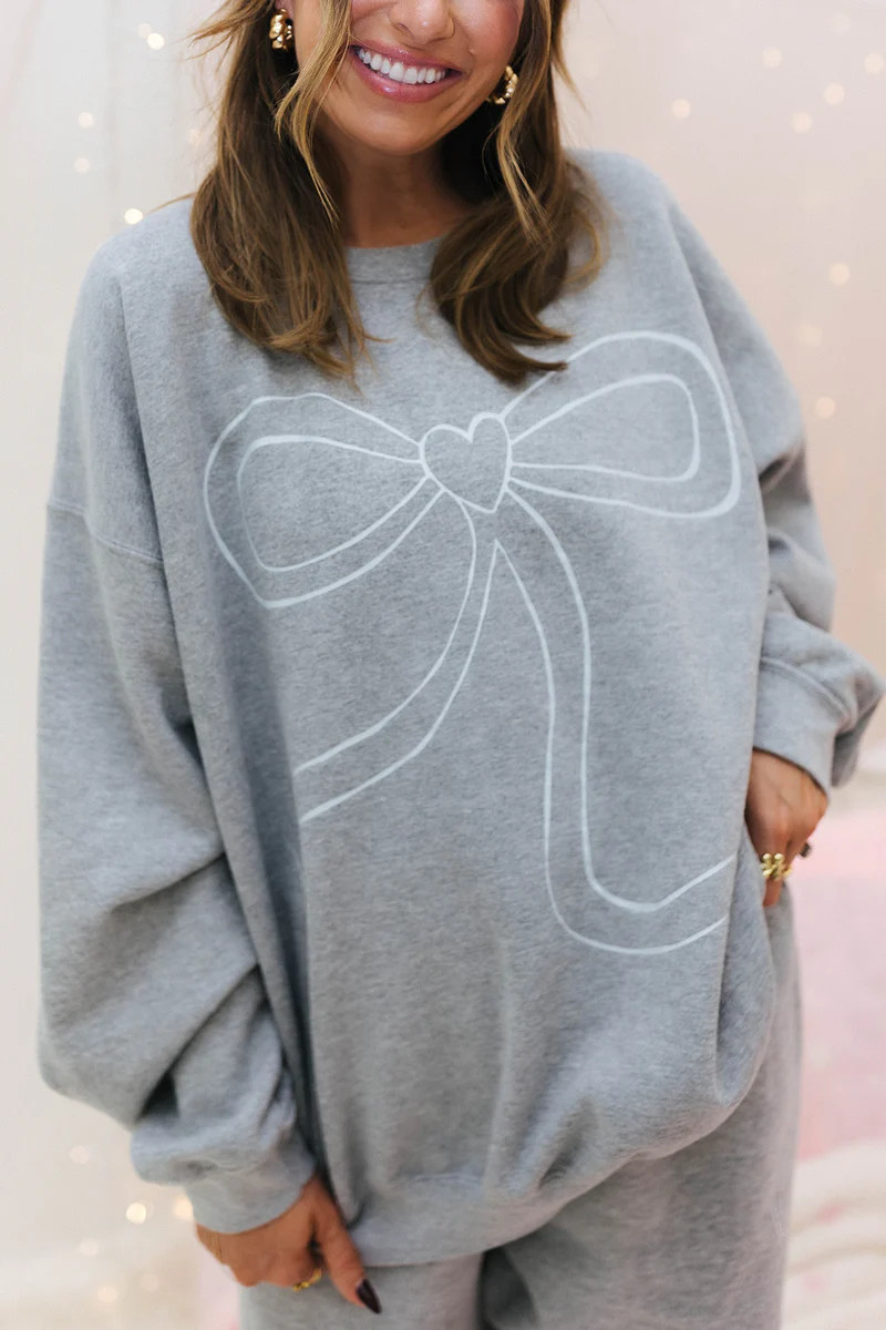 Grey Bow Sweatshirt ADULT | Staykation