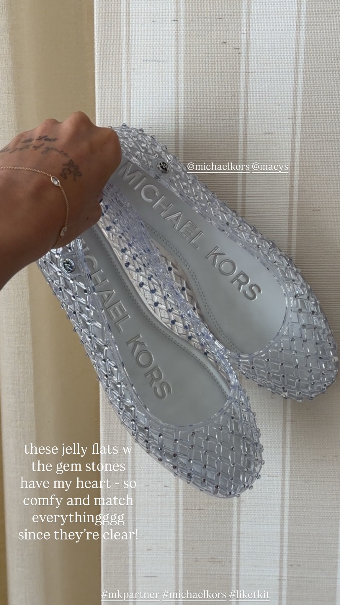 these jelly flats w the gem stones have my heart - so comfy and match everythingggg since they're clear! @michaelkors @macys @Shop.LTK #mkpartner #michaelkors #liketkit