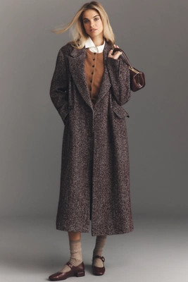 By Anthropologie Herringbone Wool-Blend Oversized Coat | Anthropologie (US)