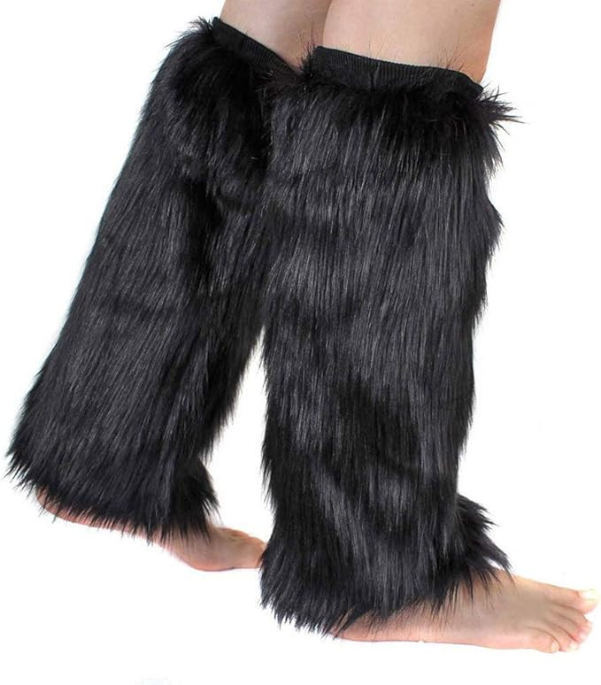 Barelove Women's Faux Fur Leg Warmers, Plush Soft Furry Fluffy Winter Long Boot Cuff Wrist Covers... | Amazon (US)