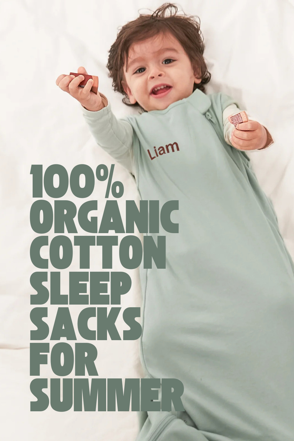 The perfect summer sleep sack for your little one, and I cannot get over how soft it is. 🌿🤍 The Kaiya Baby 0.5 TOG Organic Sleeveless Sleep Sack is made from 100% GOTS certified organic cotton — no toxic chemicals, no bleaching, no harsh dyes against your baby's delicate skin. The best part? You can add a custom embroidered name for the sweetest personalized touch! This color is absolutely dreamy for summer 😍 Linked below! 

 #LTKBaby #LTKBump #LTKKids