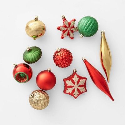 40ct Christmas Ornament Set Red Green & Gold - Wondershop™ | Target