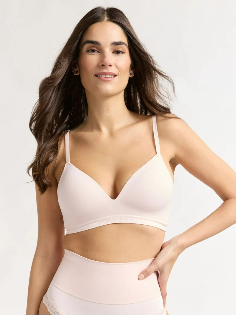 Joyspun Women's Wireless Seamless Matte Mini Rib Bra, Sizes XS-3XL | Walmart (US)
