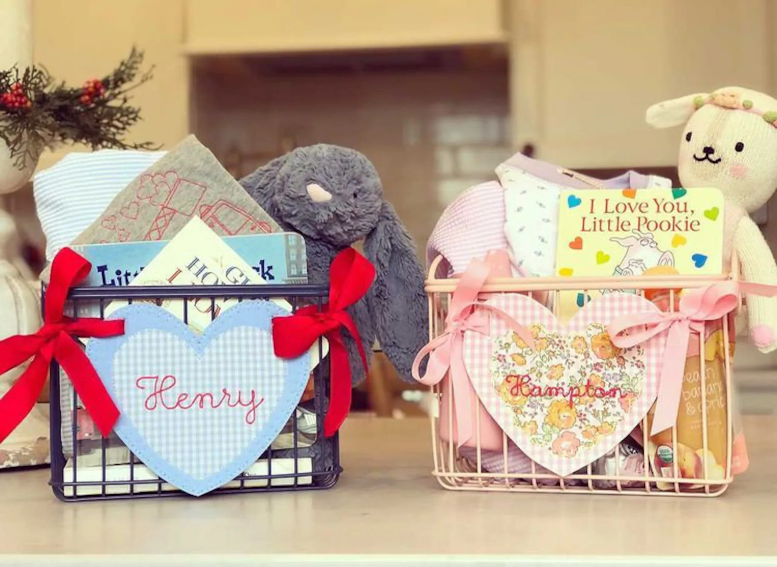 Valentine Basket Tag Personalized Keepsake Girls Liberty Floral Gingham | Etsy (US)