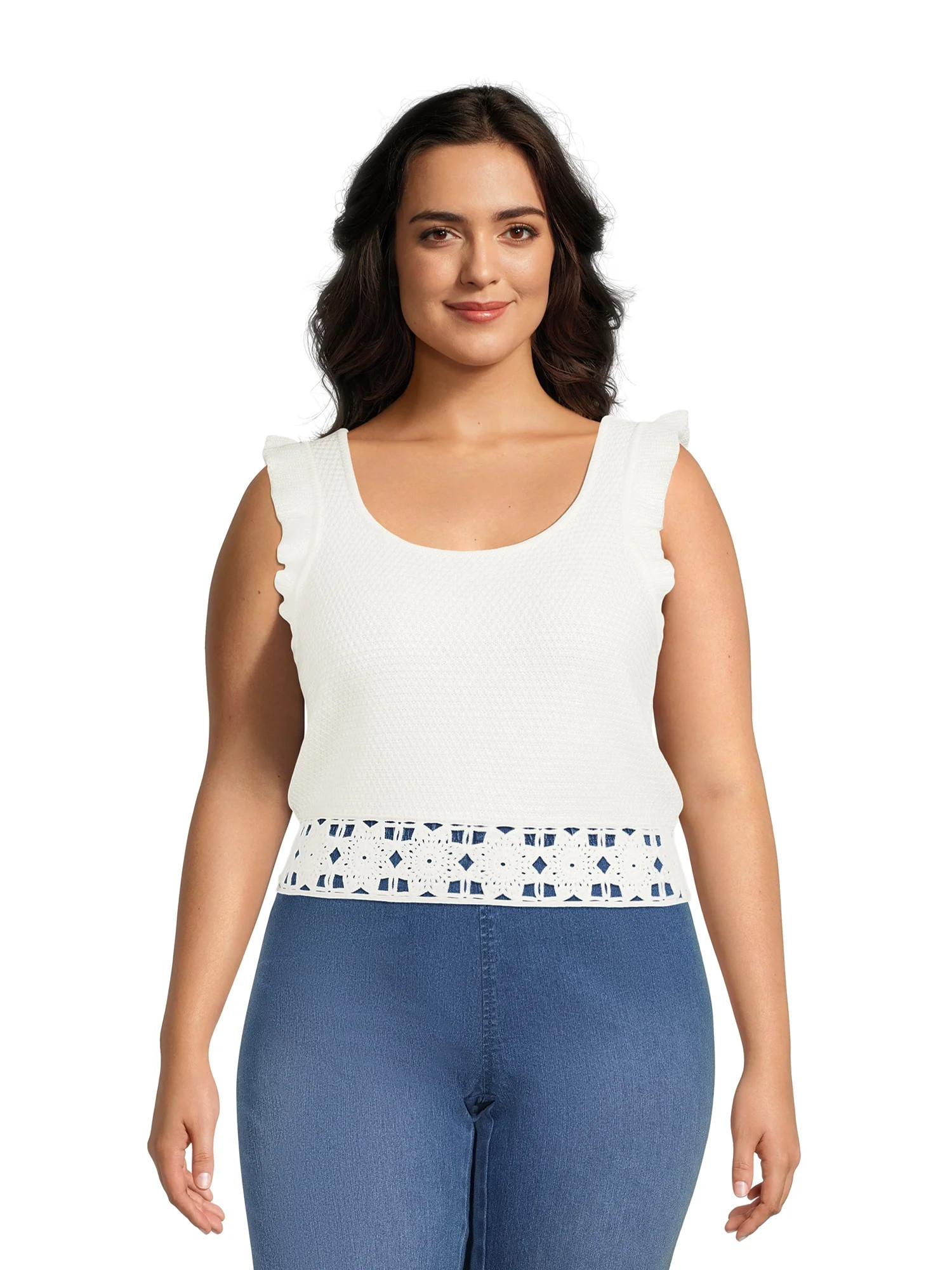 Madden NYC Juniors Plus Size Crochet Top | Walmart (US)