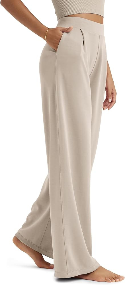 ODODOS Modal Soft Wide Leg Pants for Women High Waist Casual Relaxed Pants with Pockets-27/29"/ 3... | Amazon (US)