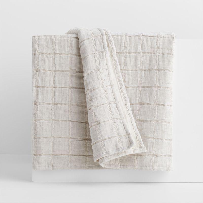 Grace Arctic Ivory Organic Linen Blend 70"x55" Throw Blanket | Crate & Barrel | Crate & Barrel
