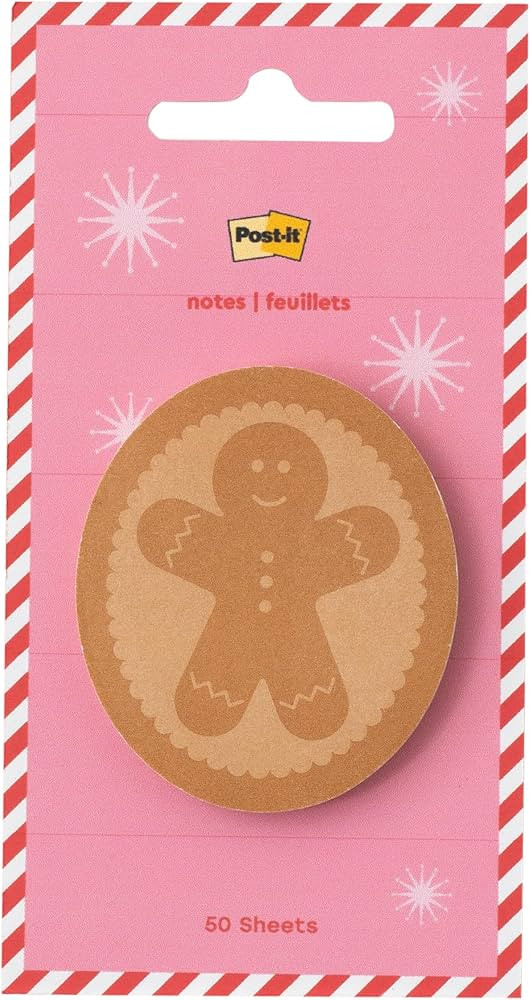 Post-it Jingle Sticky Notes, Gingerbread Man Design, 2 in. x 2.4 in., 1 Gingerbread-Shaped Christ... | Amazon (US)