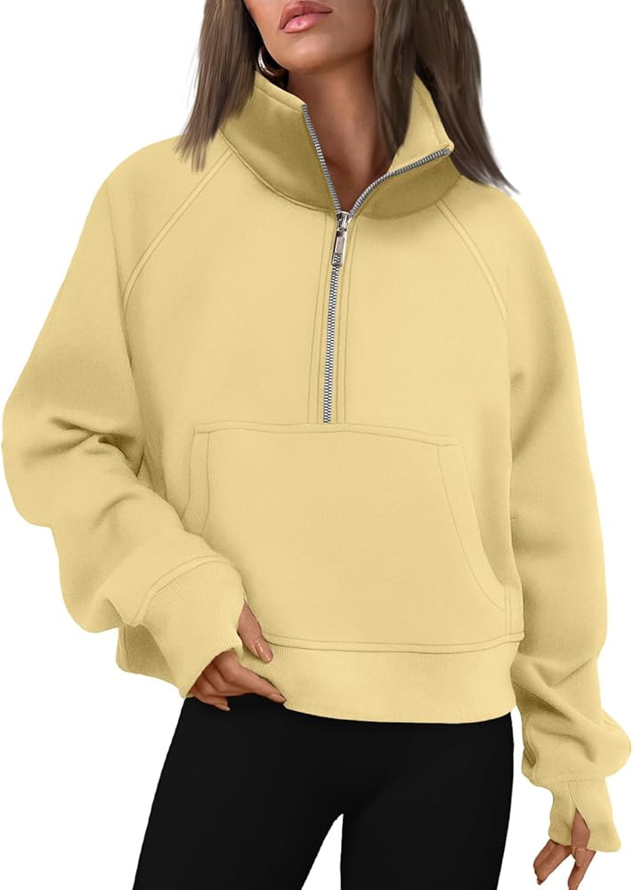 AUTOMET Womens Sweatshirts Half Zip Cropped Pullover Fleece Quarter Zipper Hoodies 2025 Fall Fash... | Amazon (US)