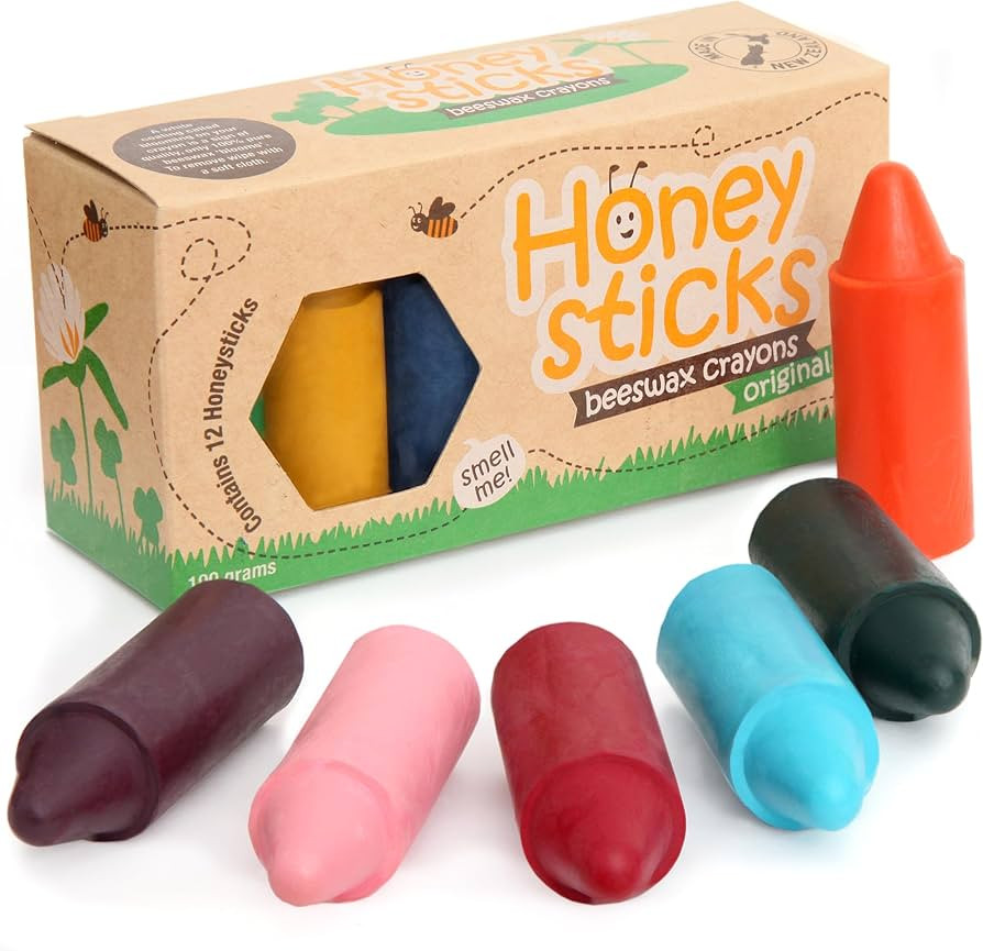 Honeysticks 100% Pure Beeswax Crayons (12 Pack) - Non Toxic Crayons for Toddlers 1-3, Safe for Ba... | Amazon (US)