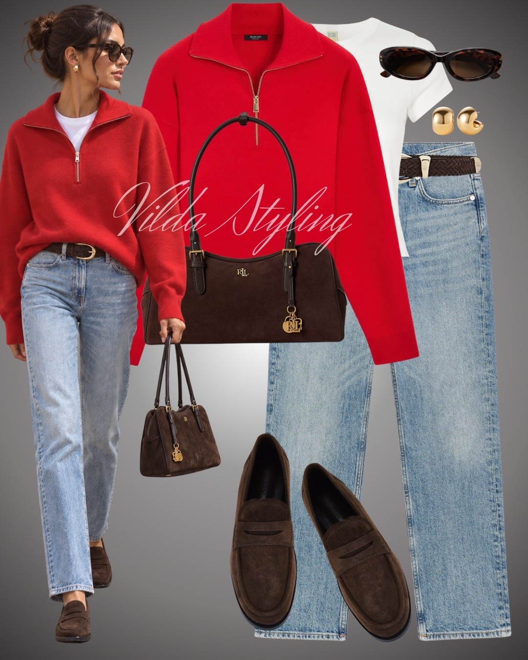 Red meets chocolate brown ❤️🤎 A cosy half-zip knit styled with relaxed denim, suede loafers and a rich brown bag—the perfect polished yet effortless autumn look. ✨

#LTKStyleTip #LTKEurope #AutumnStyle #CasualChic #FallOutfit #HalfZipSweater #DenimStyle #LoaferStyle #EverydayOutfit

#LTKautumn #LTKstyletip #LTKjeans