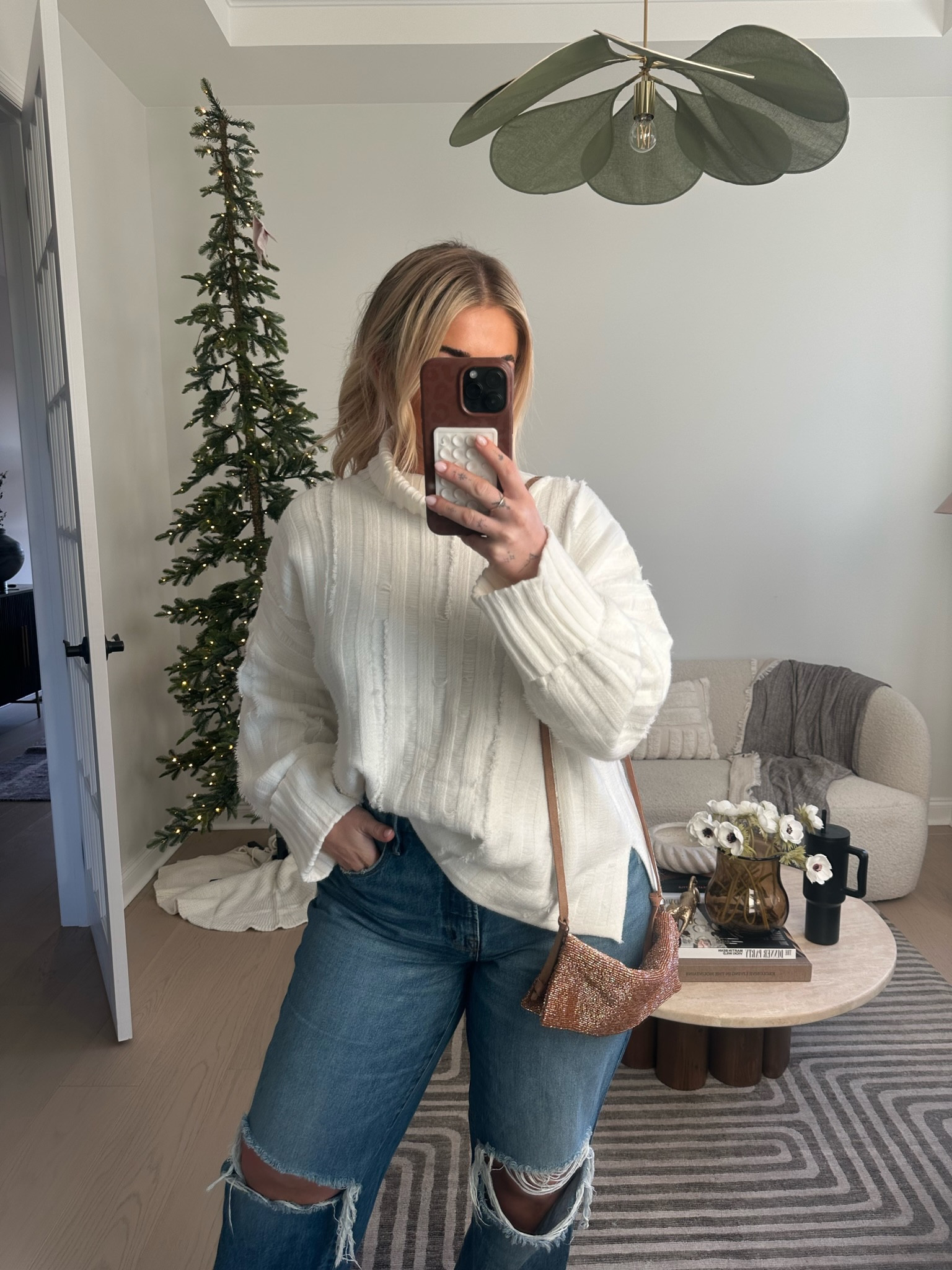 This sweater is so pretty and comfy! I think it would look so cute with a skirt for a holiday party🤍✨ I am in a size large #holidayoutfit #sweater #kelclight 

#LTKmidsize #LTKHoliday #LTKparties