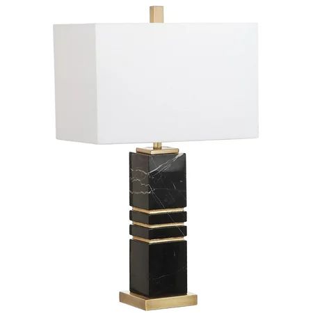 Safavieh Jaxton Marble 27.5" High Table Lamp with CFL Bulb, Black/Gold with Off White Shade | Walmart (US)