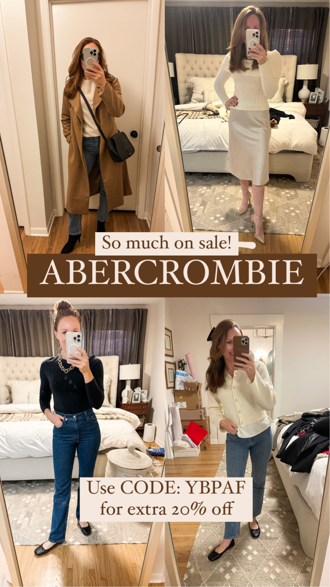 My favorites from the Abercrombie winter sale // Magic jeans // off the shoulder sweater / beaded sweater // basic black long sleeve 