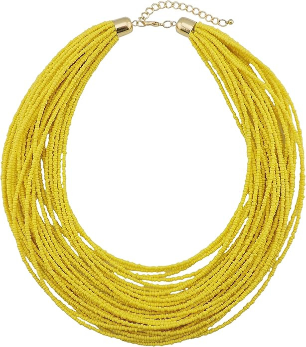 Bocar Multi Layer Chunky Bib Statement Seed Beads Cluster Collar Necklace for Women Gift (NK-1035... | Amazon (US)