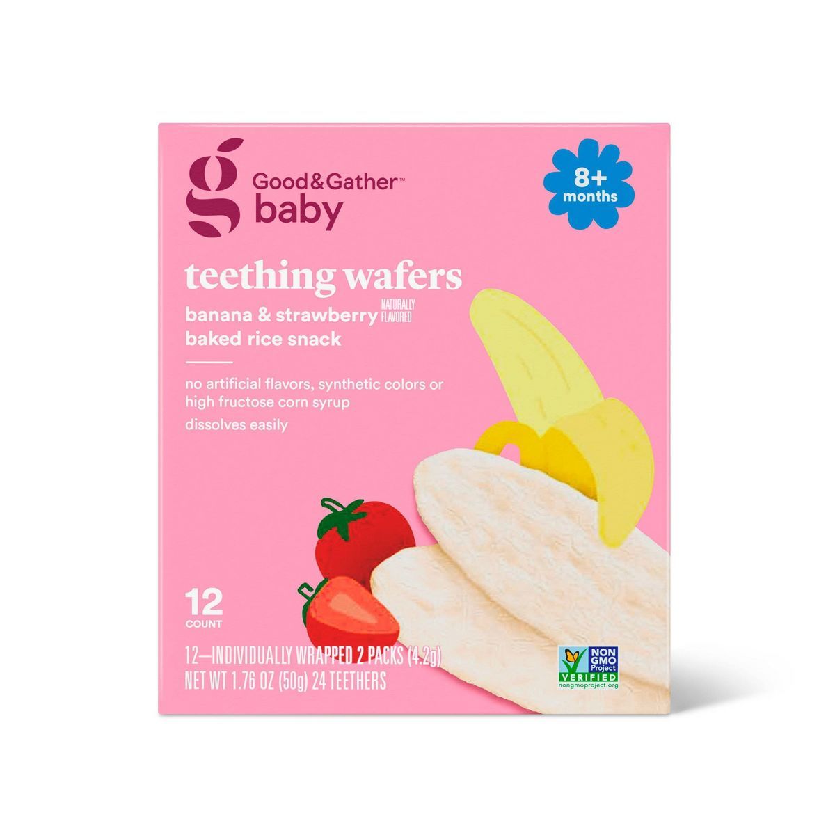Banana Strawberry Teething Wafers Baby Snacks - 1.76oz/12pk - Good & Gather™ | Target