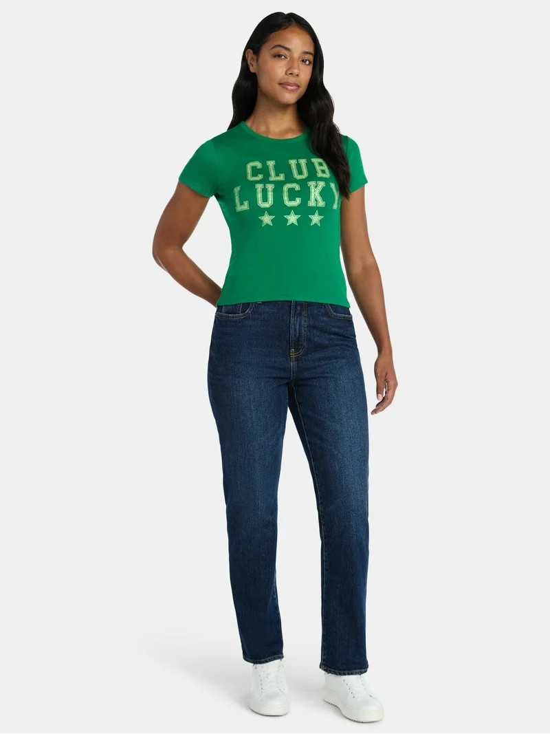 St. Patrick's Day Club Lucky Women’s Graphic Tee with Short Sleeves, Sizes XXS-XXL | Walmart (US)