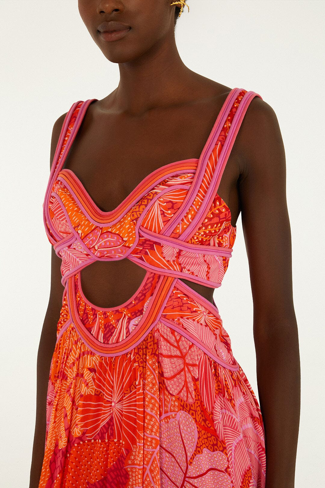 Multicolor Delicate Forest Cut-Out Maxi Dress | FARM Rio | FarmRio (US)