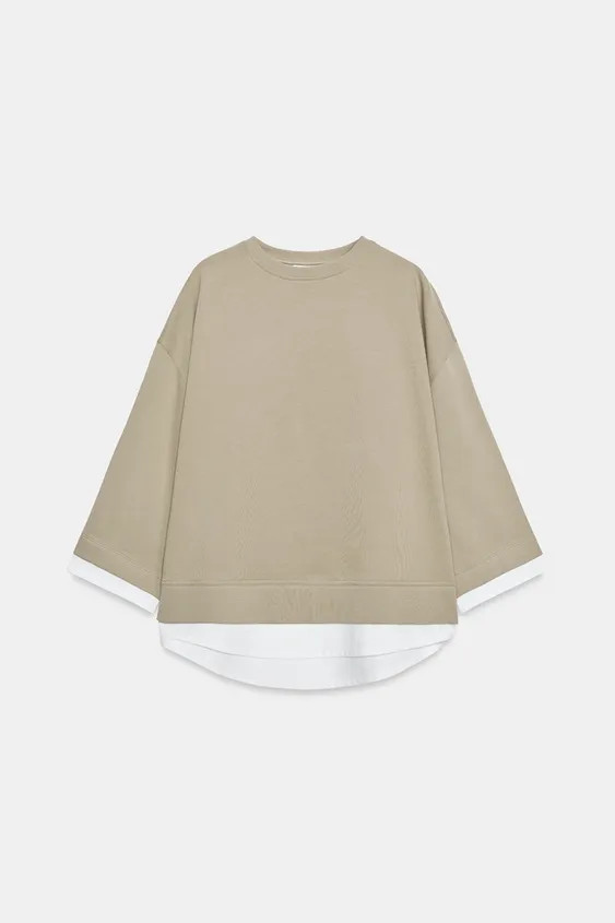 CONTRAST LONG SLEEVE SWEATSHIRT | Zara UK
