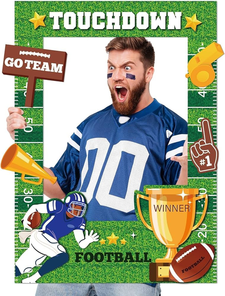 Qyeahkj Football Party Decorations Football Photo Booth Props 20x28Inch Football Touchdown Selfie... | Amazon (US)