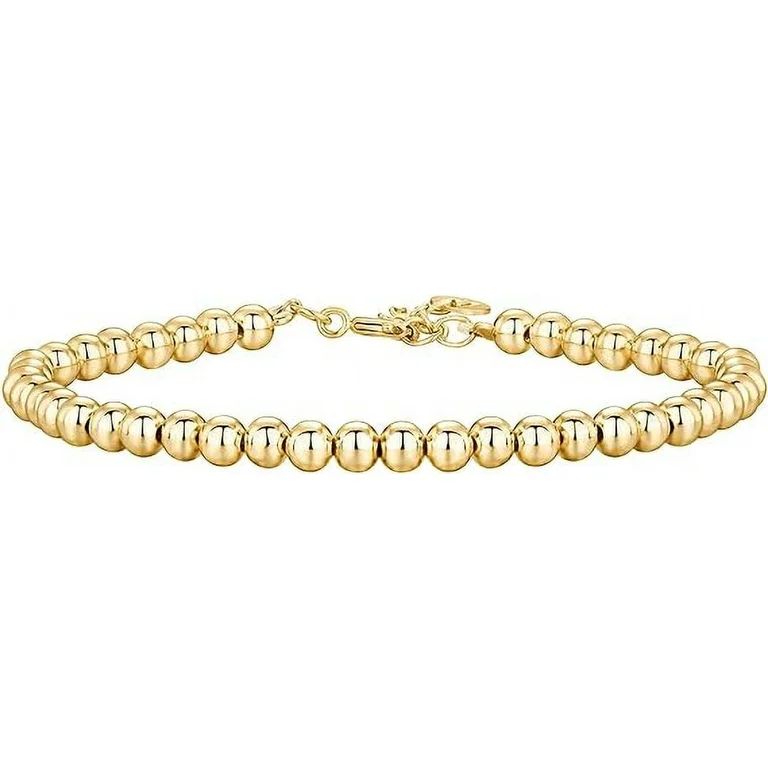 PAVOI 14K Yellow Gold Plated Beaded Bracelet | Womens Ball Bracelet | Plated Gold Bracelets for W... | Walmart (US)