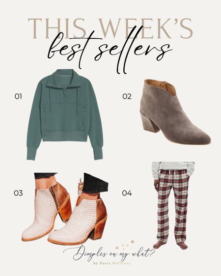 Booties for full calves lead the best sellers list this week but comfort pieces like sweatshirts and cozy Jammie’s aren’t far behind! 

#christmaspjs #oldnavyloungewear #bestbooties

#LTKplussize #LTKmidsize #LTKshoecrush
