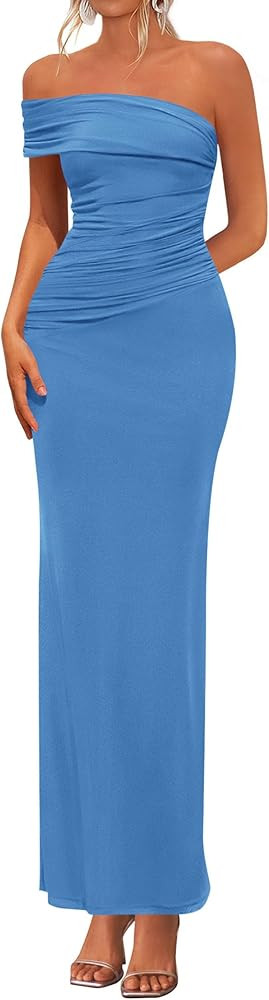 PRETTYGARDEN Women's 2026 Wedding Guest Cocktail Dresses One Off the Shoulder Ruched Bodycon Form... | Amazon (US)