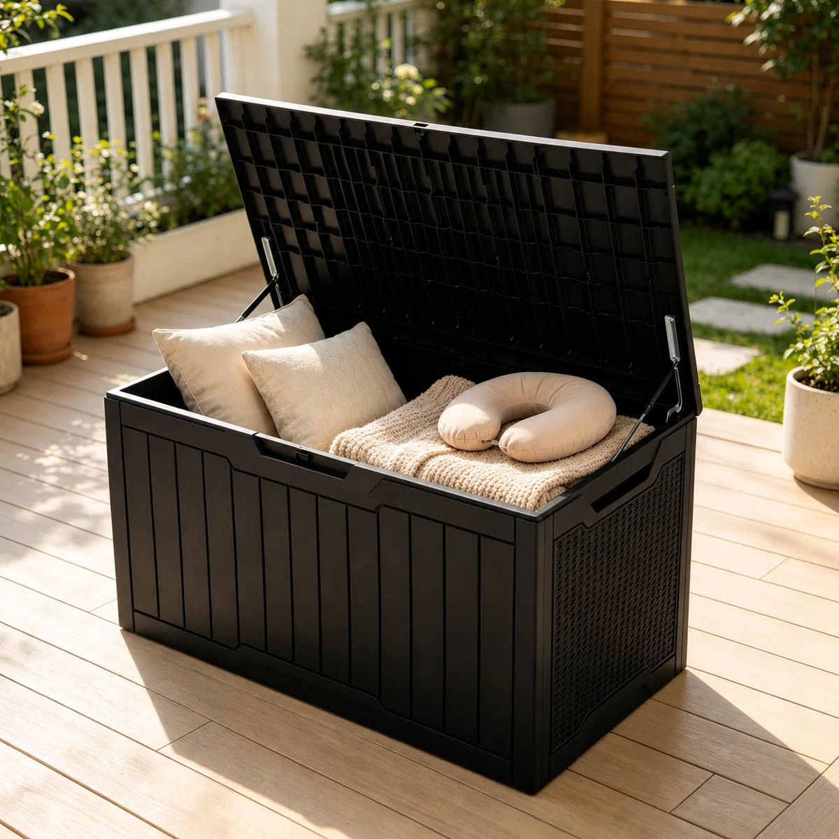 Quartey 100 Gallons Water Resistant Resin Lockable Deck Box | Wayfair North America
