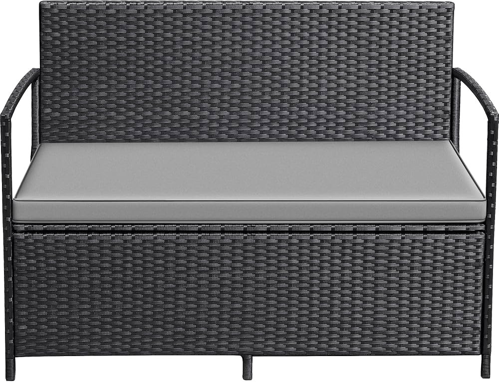Greesum Patio Loveseat PE Rattan Wicker Outdoor Furniture with Soft Cushions & Built-in Storage S... | Amazon (US)