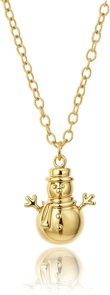Holiday Charm Collection Gold Plated Christmas Necklace Set with Santa Claus and Snowman, Winter ... | Amazon (US)