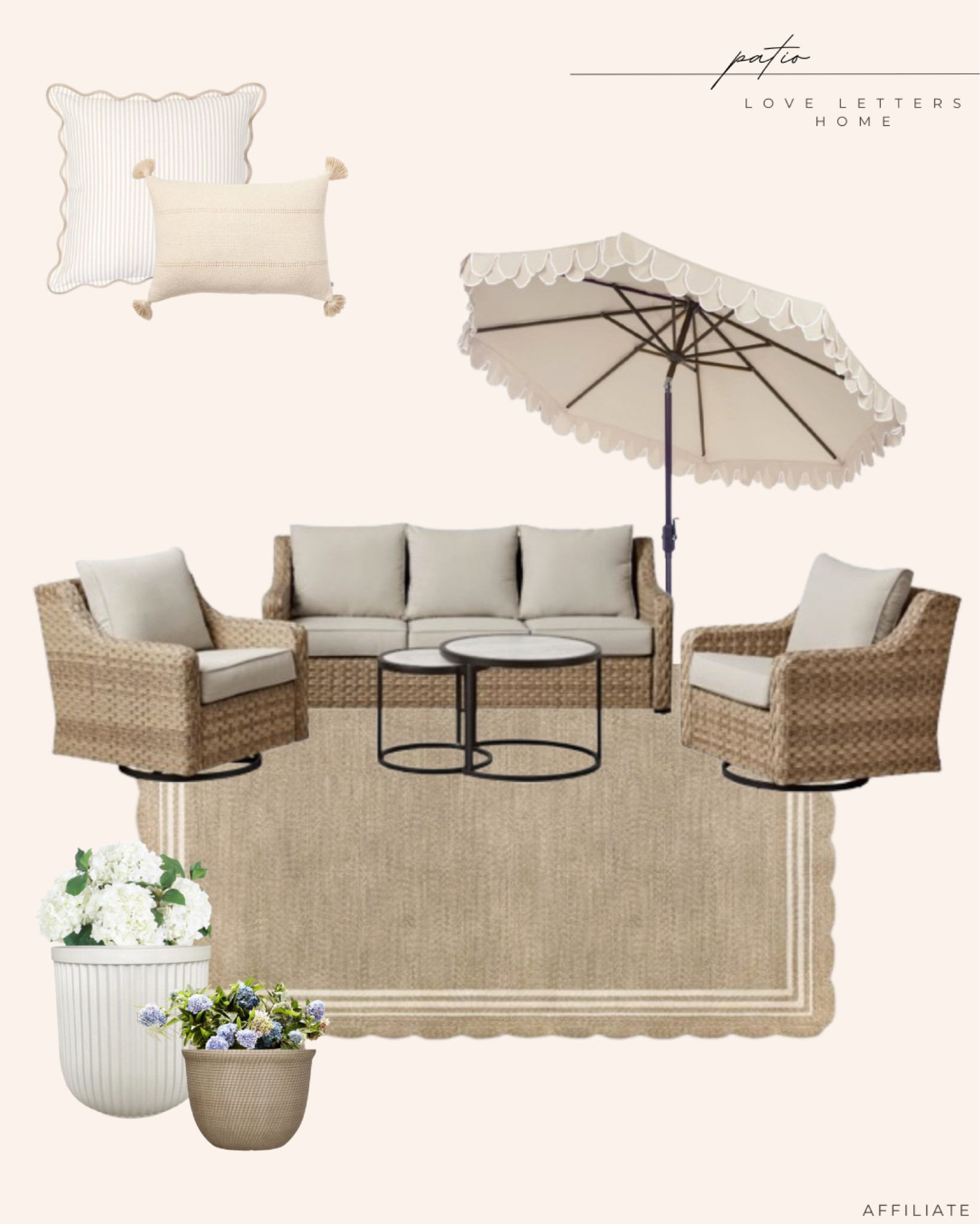 Daily design 🤍 patio furniture and decor 

Back in stock! Viral Better Homes and Gardens conversation set in natural tan wicker 

#LTKHome #LTKSeasonal