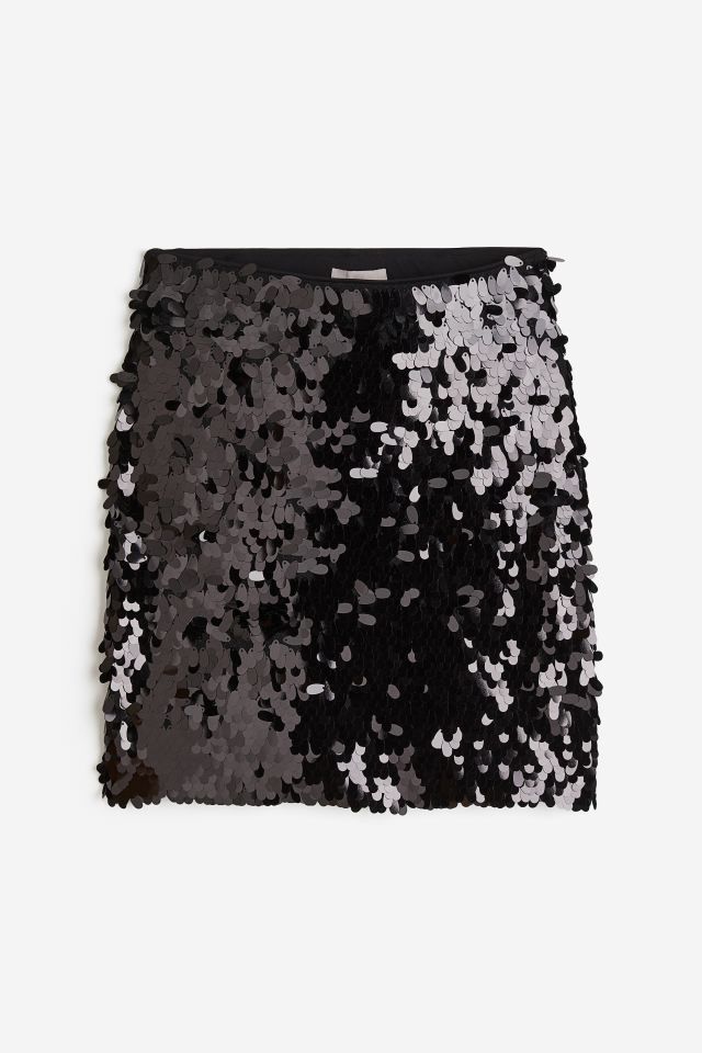 Sequined mini skirt - Black - Ladies | H&M GB | H&M (UK, MY, IN, SG, PH, TW, HK)