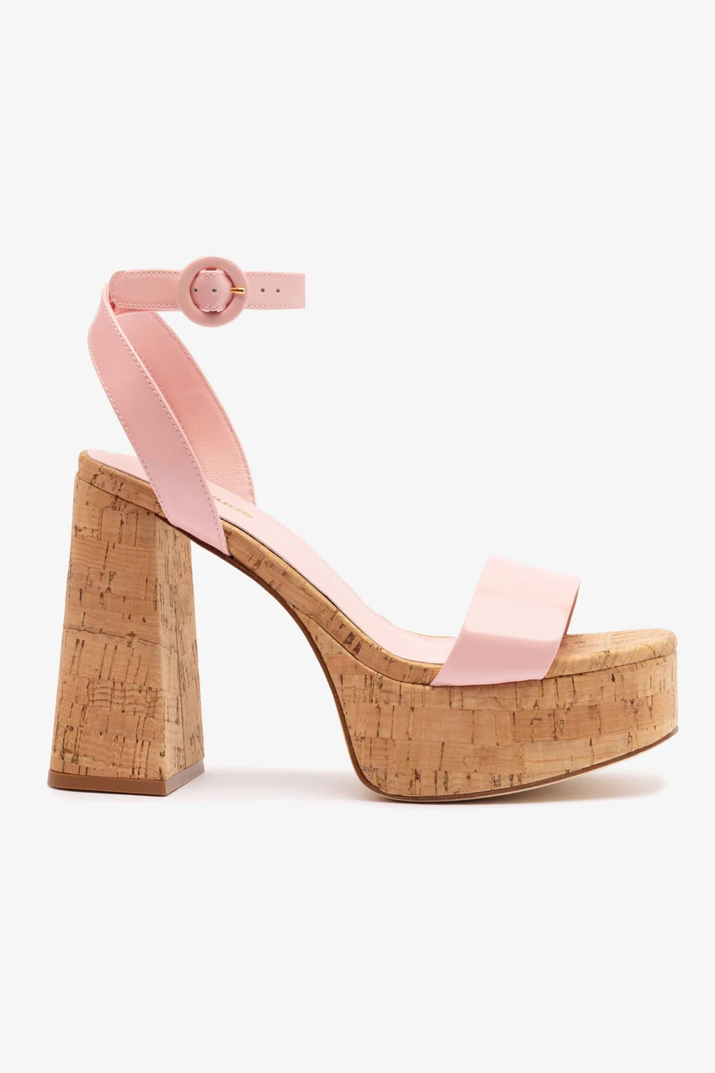 Dolly Sandal In Tulip Patent Leather and Natural Cork | Larroude