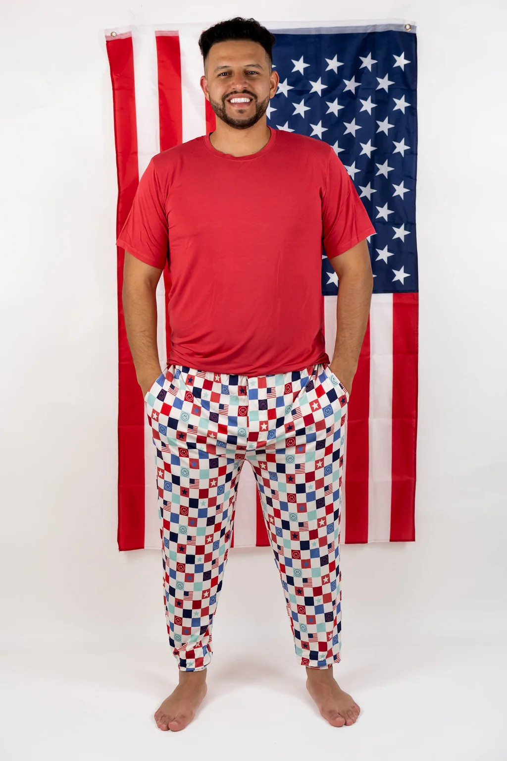 HOME OF THE FREE CHECKERS MEN'S DREAM JOGGER SET | Dream Big Little Co.