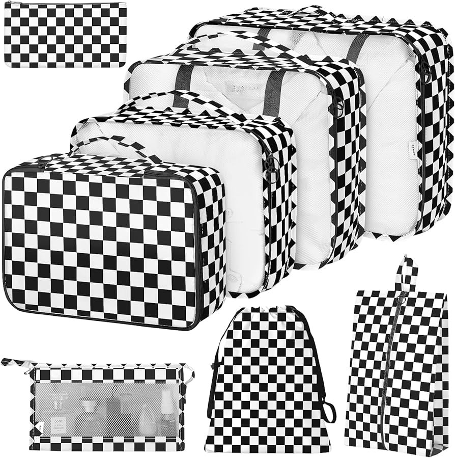 8 Set Packing Cubes for Suitcases,Packing Cube with Shoe, Cosmetics, Clothing, and Accessories Ba... | Amazon (US)