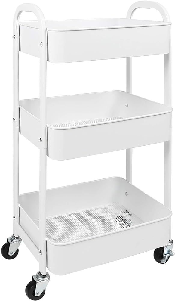 MAX Houser 3-Tier Rolling Utility Cart with Caster Wheels,Easy Assembly, for Kitchen, Bathroom (W... | Amazon (US)