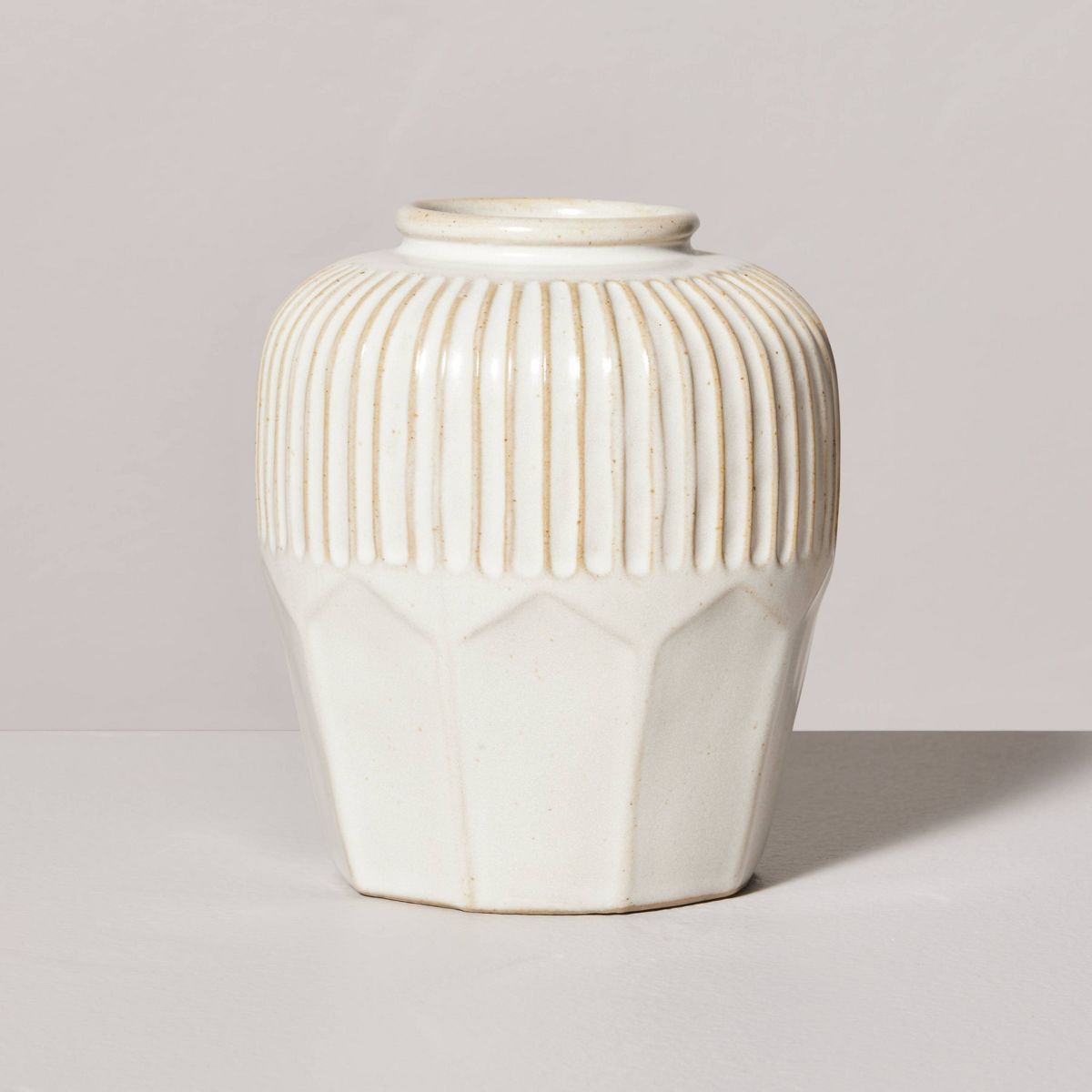5" Multi-Faceted Ceramic Bud Vase Cream - Hearth & Hand™ with Magnolia | Target