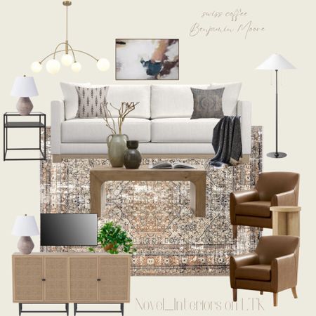 A modern organic living room - part of my Whole Home Modern Organic Design! Under $5500 with a high quality sofa and two leather chairs. This is part of a fabulous collection - an entire home for under 25K!