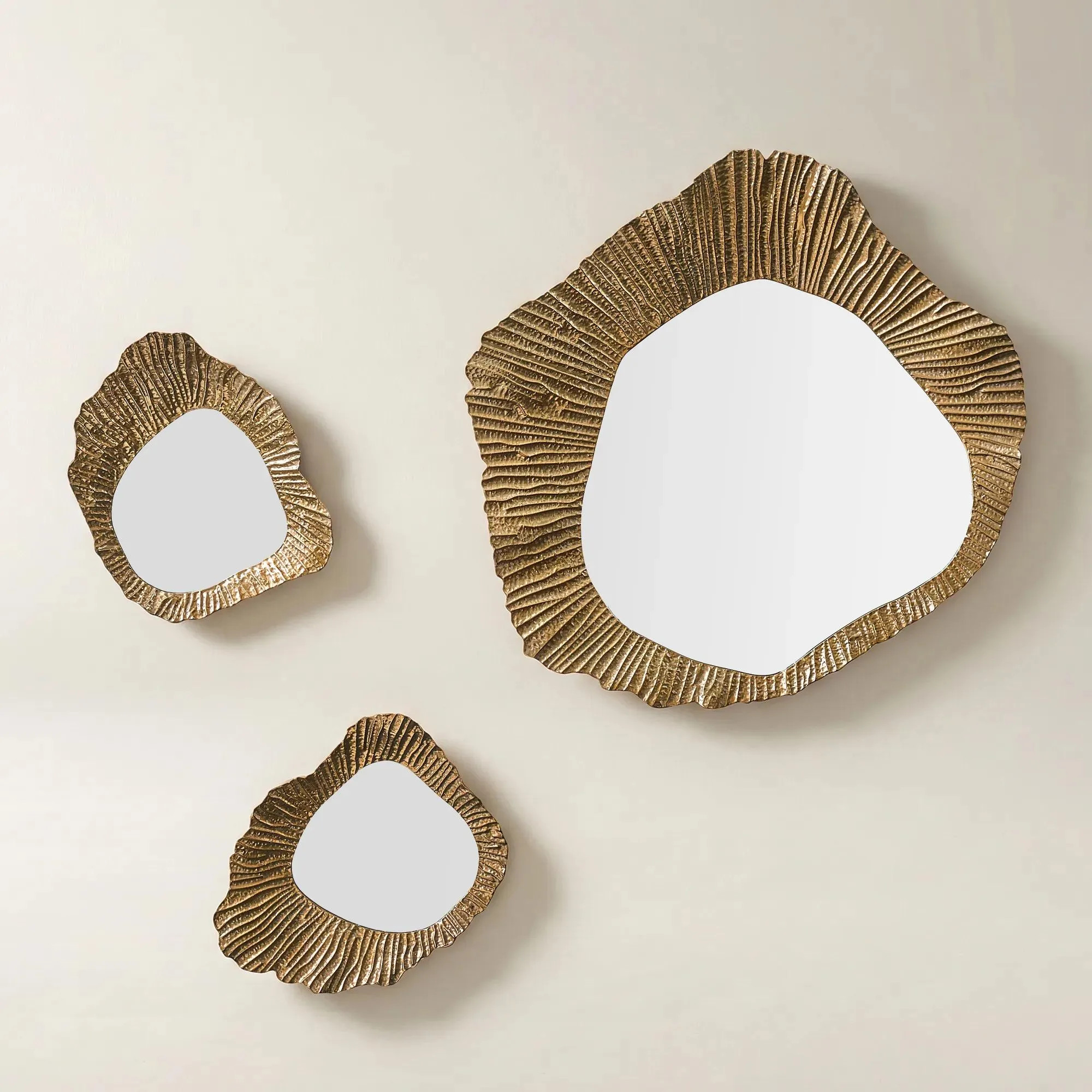 Cara Antique Gold Hand-Forged Iron Organic Shaped Wall Mirror Cluster Trio | Z Gallerie | Z Gallerie